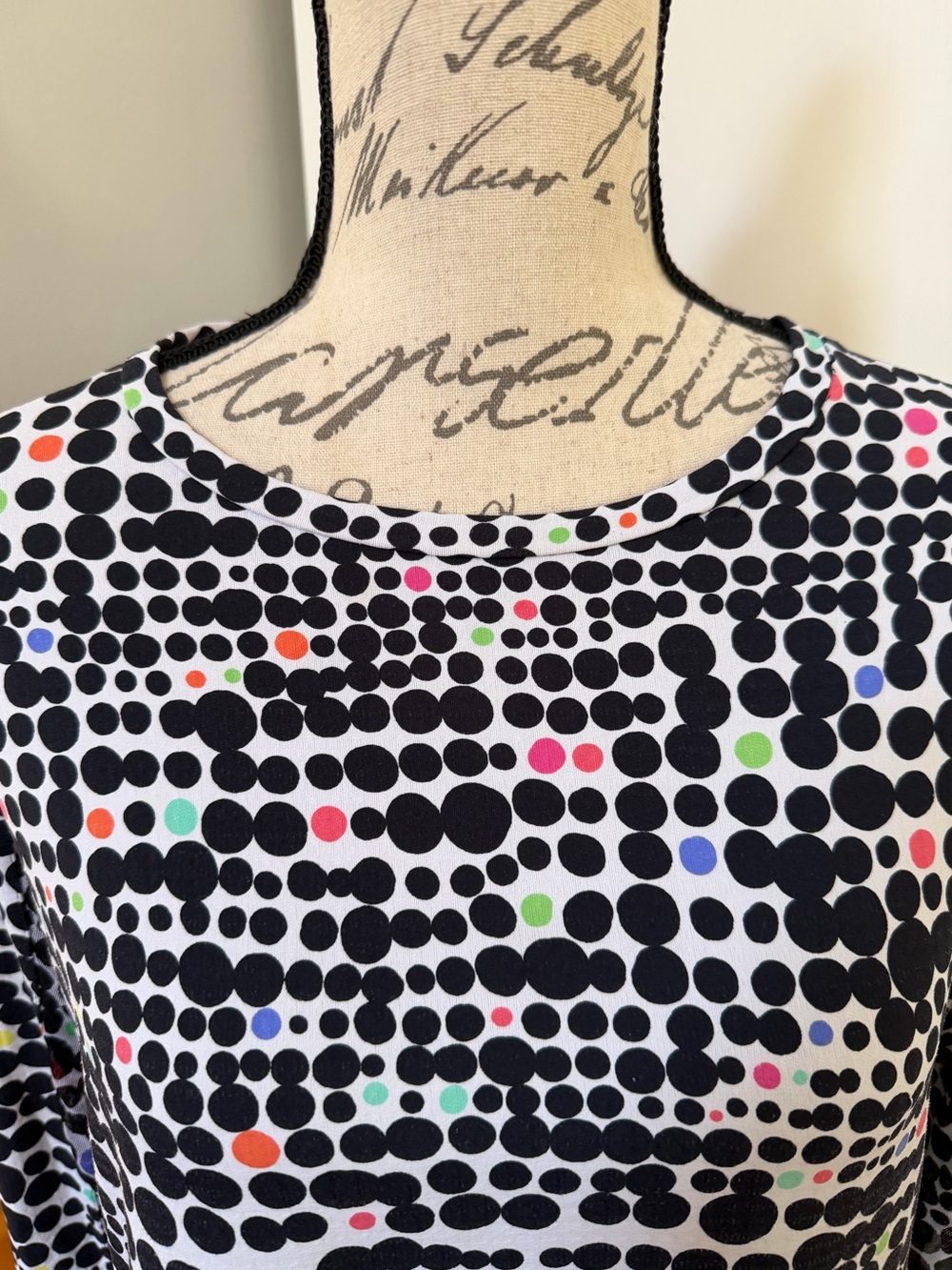 IBKUL Dots Demi Crew Neck Long Sleeve Top. Women's Size: L. - Picture 3 of 10